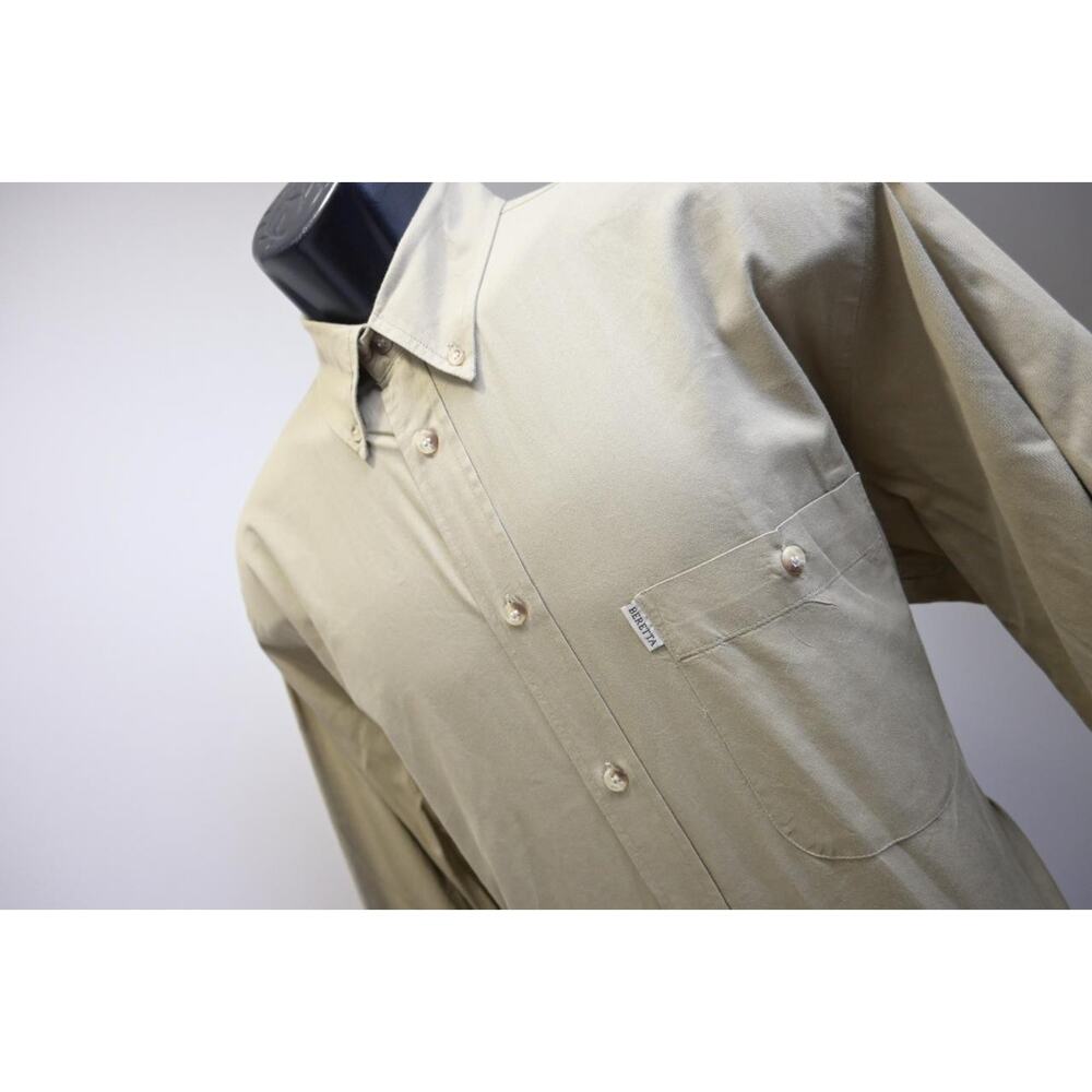 Beretta Tactical Camp Shirt Beige Long Sleeve Button Up Mens Size‎ Large